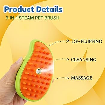 Pet Steam Brush for Shedding and Dirt Removal